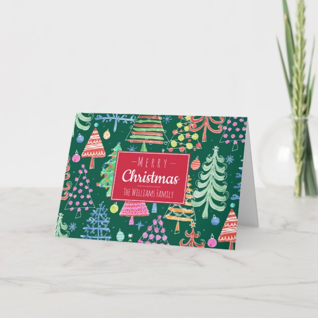 Árboles de Navidad lindo, familia navideña (Anverso)