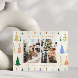Árboles de Navidad Lindos Rojo Verde Boho Tres Fot
