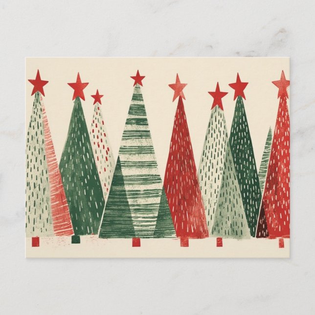Árboles de Navidad Modernos de Mitad de Siglo Retr (Anverso)