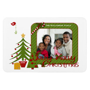 Árboles de Navidad, pájaro, tiras, imán fotográfic