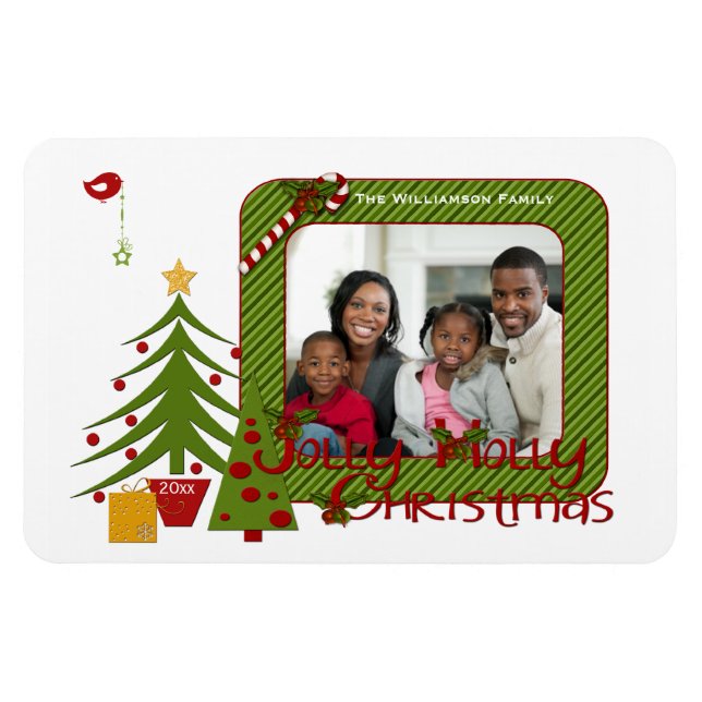 Árboles de Navidad, pájaro, tiras, imán fotográfic (Horizontal)