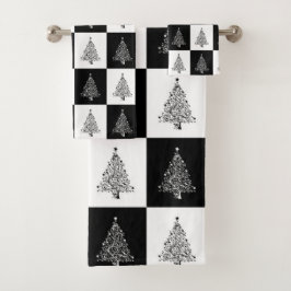 Árboles de Navidad Patrón Blanco Negro Festivo