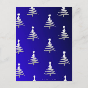 Árboles de Navidad Plateados sobre Azul Cobalto