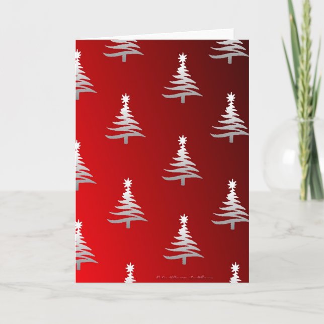 Árboles de Navidad Plateados sobre Rojo (Anverso)