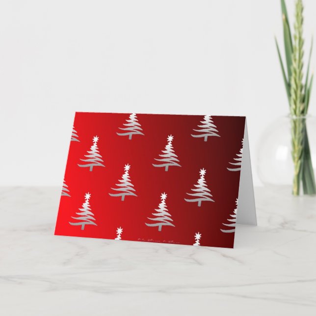 Árboles de Navidad Plateados sobre Rojo (Anverso)