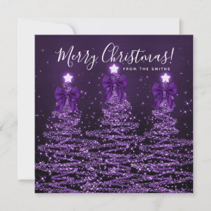 Árboles de Navidad púrpura de vacaciones Saludo