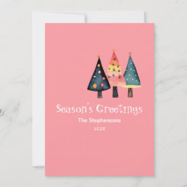 Árboles de Navidad retro Cute tarjeta de vacacione