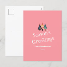 Árboles de Navidad retro lindo postal de vacacione