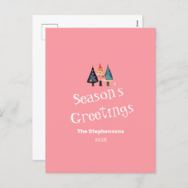 Árboles de Navidad retro lindo postal de vacacione