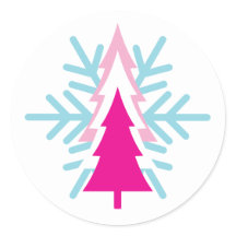 Árboles de Navidad Retro Rosa Pegatinas de Copo de
