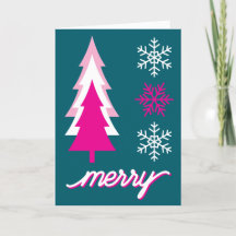 Árboles de Navidad Retro Rosados Copos de Nieve Al