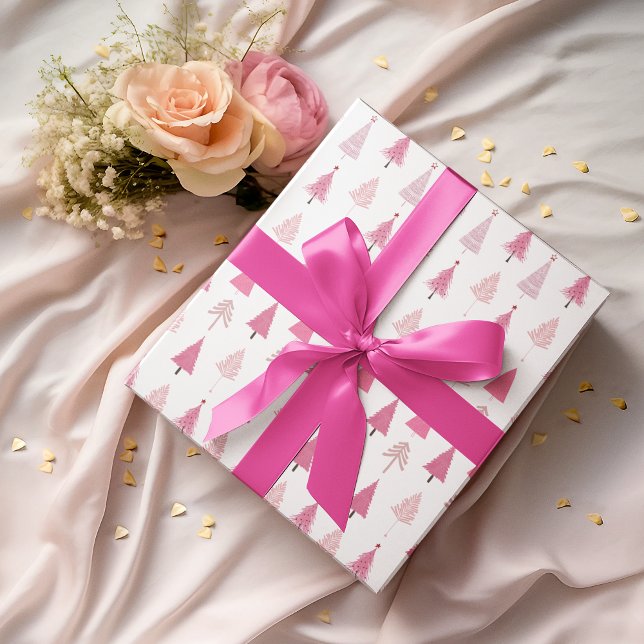 Árboles de Navidad rosados Patrón moderno Papel de (Subido por el creador)