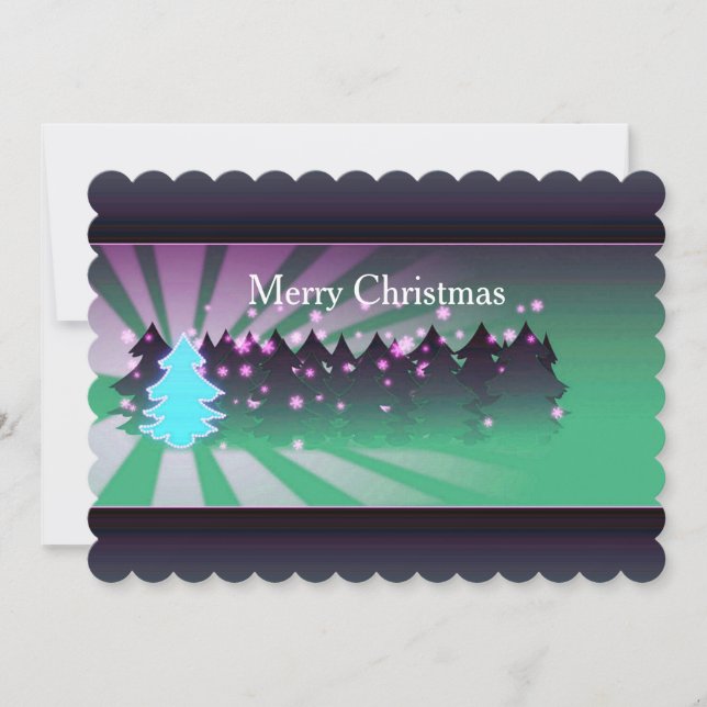 Árboles de Navidad sombras de tarjetas planas verd (Anverso)