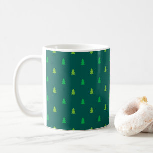 Árboles de Navidad tazas de café verde oscuro.