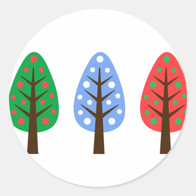 Árboles de Navidad únicos Pegatina rojo azul verde (Anverso)