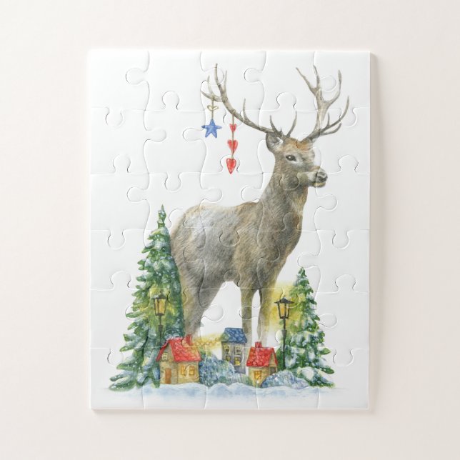 Árboles de Navidad venados y presenta rompecabezas (Vertical)