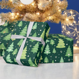 árboles de navidad verde regalo papel de envolver