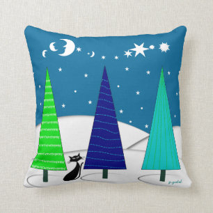 Árboles de navidad y almohada caprichosos del gat