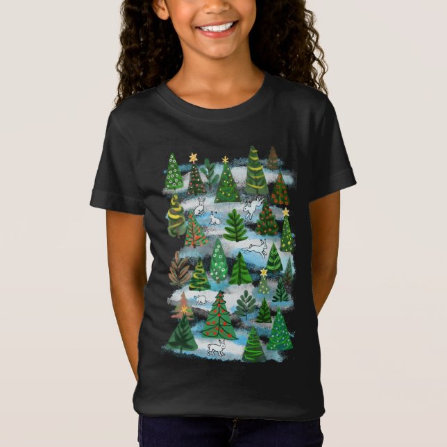 Árboles de Navidad y nieve comparten camiseta (Anverso)