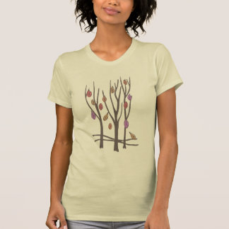 Árboles de otoño y hojas camiseta rosa púrpura oto