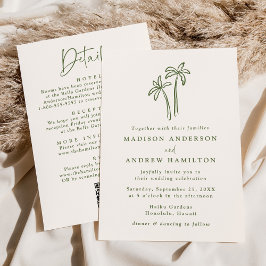 Árboles de Palma Modernos Invitación de Boda en Cr