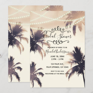 Árboles de Palma Tropicales y Luces Invitación par