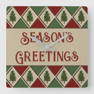 Árboles de pino y reloj de pared de Harlequin