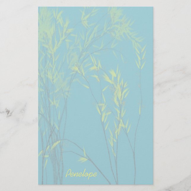 Árboles de wispy azules con hojas amarillas añaden (Anverso)