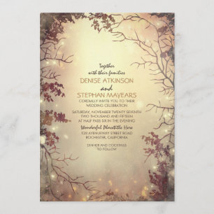 Árboles e invitación rústica de la boda de las