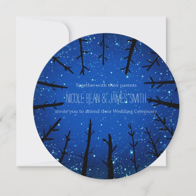 Árboles en la noche Invitaciones de boda rústica d (Anverso)