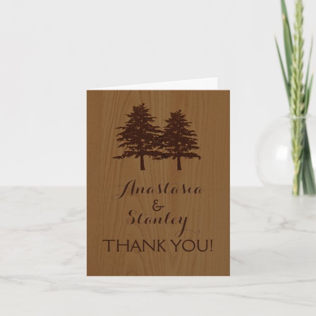 Árboles en madera tarjeta de agradecimiento de bod (Anverso)