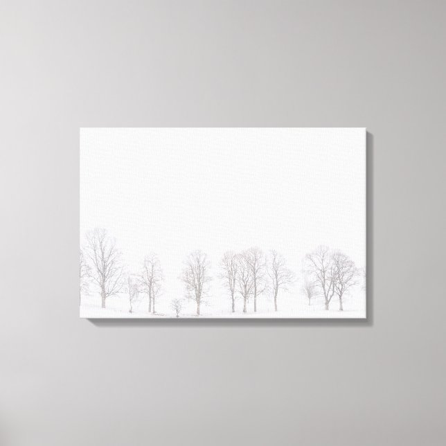 Árboles estériles en invierno con lienzo blanco en (Anverso)