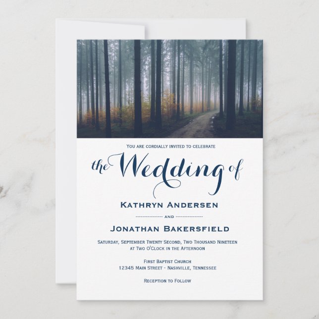 Árboles forestales simples invitaciones a la boda  (Anverso)