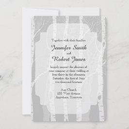 Árboles invernales en invitación a matrimonio gris