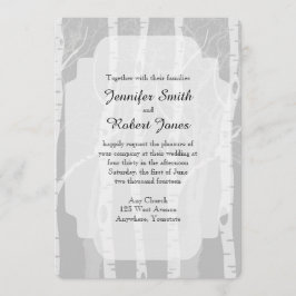 Árboles invernales en invitación a matrimonio gris
