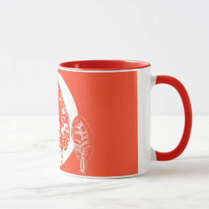 Árboles Naranjas rojos y tazas lunares