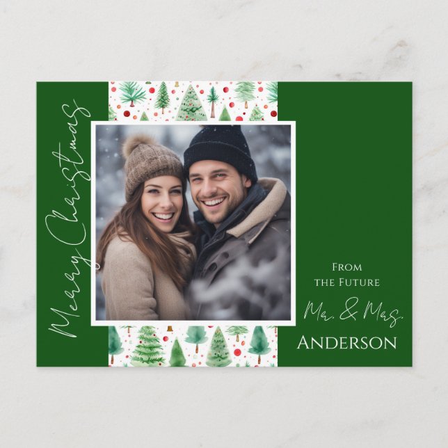 Árboles navideños bodas salvan la postal de fecha (Anverso)