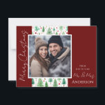 Árboles navideños bodas salvan la postal de fecha<br><div class="desc">Diseño de Navidades acuarelas divertidas. Todo el texto es ajustable y fácil de cambiar para sus propias necesidades fiestas. Guarde las postales de la invitación boda de Navidades de fecha.</div>