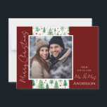 Árboles navideños bodas salvan la postal de fecha<br><div class="desc">Diseño de Navidades acuarelas divertidas. Todo el texto es ajustable y fácil de cambiar para sus propias necesidades fiestas. Guarde las postales de la invitación boda de Navidades de fecha.</div>