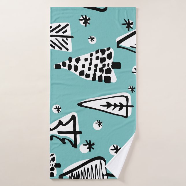 Árboles navideños escandinavos: gráficos antiguos. (Toalla de baño)