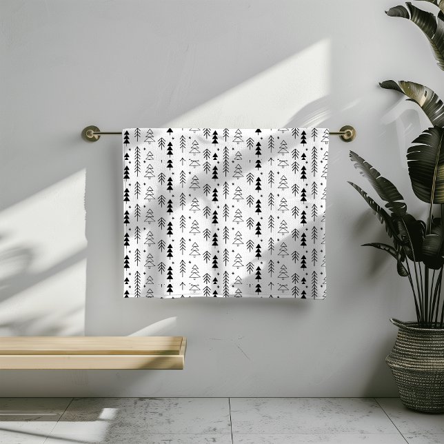 Árboles navideños monocromos blancos negros mínimo (Subido por el creador)