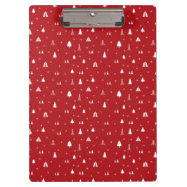 Árboles navideños y portapapeles de copos de nieve