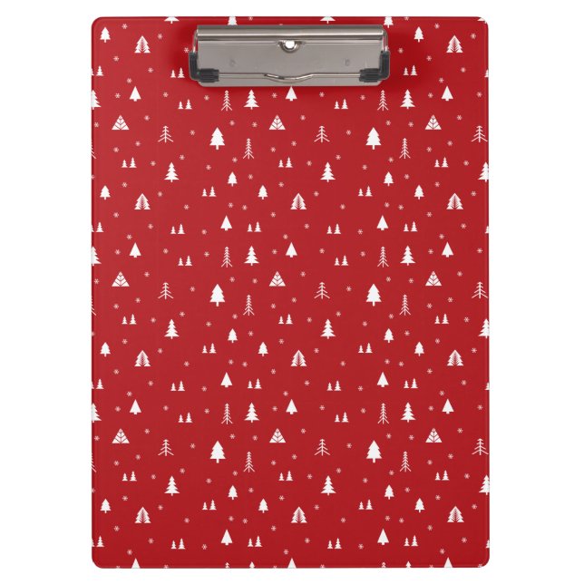 Árboles navideños y portapapeles de copos de nieve (Anverso)