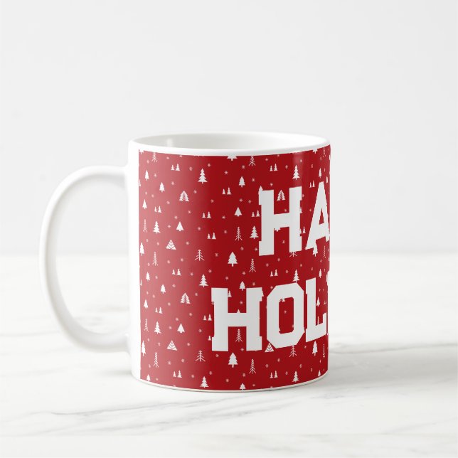 Árboles navideños y tazas de nieve café (Izquierda)