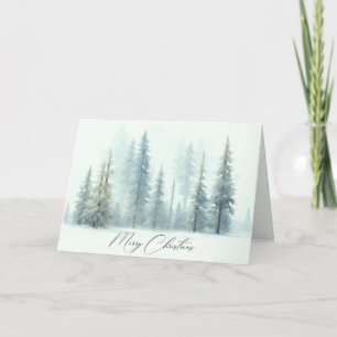 Árboles nevados acuarela Navidad personalizada