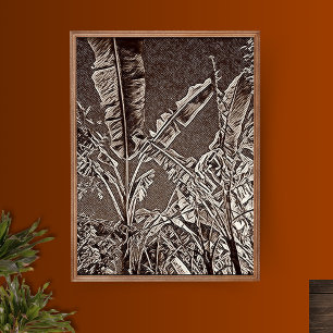 Árboles plátanos tropicales Impresión en blanco y