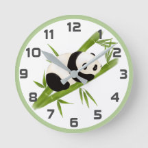 Árboles verdes de bambú Panda reloj de pared de os