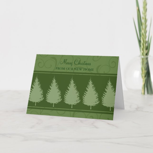 Árboles verdes nueva tarjeta de Navidades de direc (Anverso)