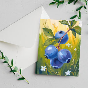 Arbusto de Arándano   Tarjeta de Pintura Acuarela 