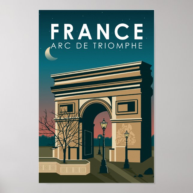 Arc de Triomphe Francia Retro Viaje Arte Vintage (Frente)